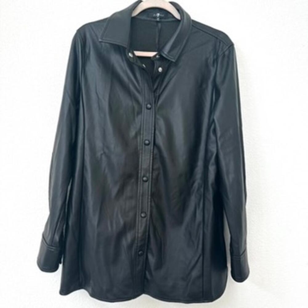 7 for All Mankind Vegan Leather Shirt/Jacket‎ Black M Snap Closure Moto Unisex